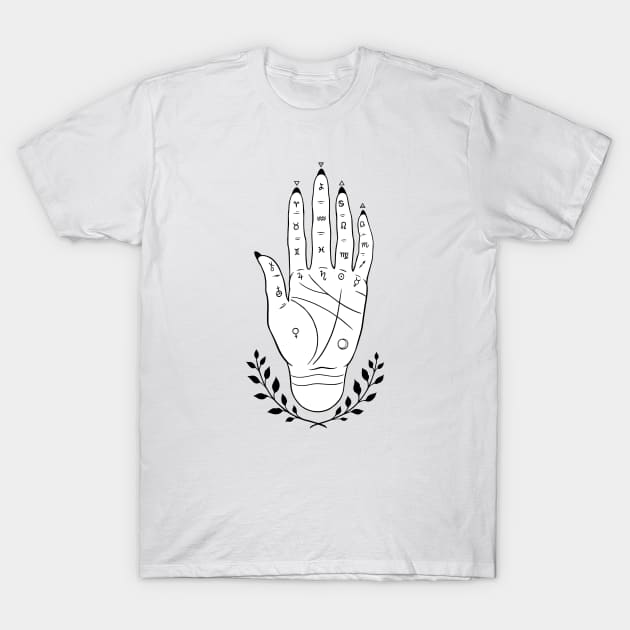 Palmistry hand T-Shirt by OccultOmaStore